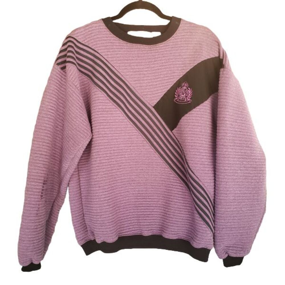 Riccardo Mens L Vintage 80s Sweatshirt Purple London Tokyo Paris